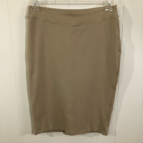 Kosher Casual NWT Knee Length Fitted Pencil Skirt Khaki Beige Medium - Picture 1 of 4